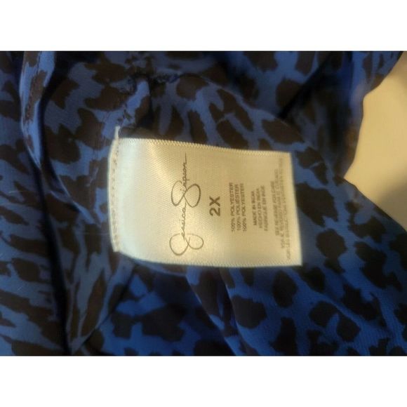 Jessica Simpson Flowy Long Sleeved Leopard Blouse Sexy Sheer Size 2X Plus Size - Picture 3 of 6